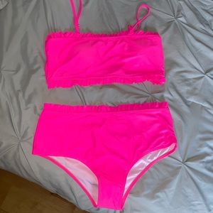 neon pink high waisted bikini